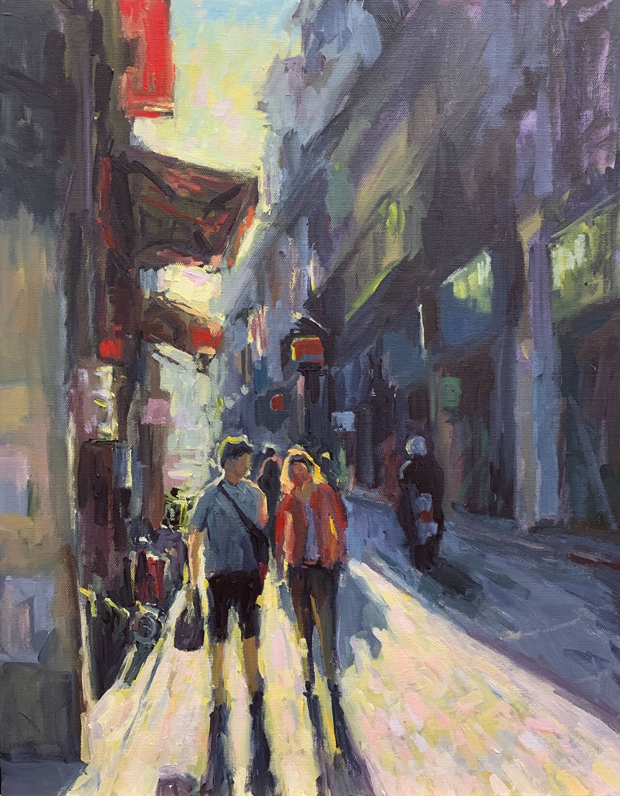 Taipei Night Market — acrylic painting by Roy Tan